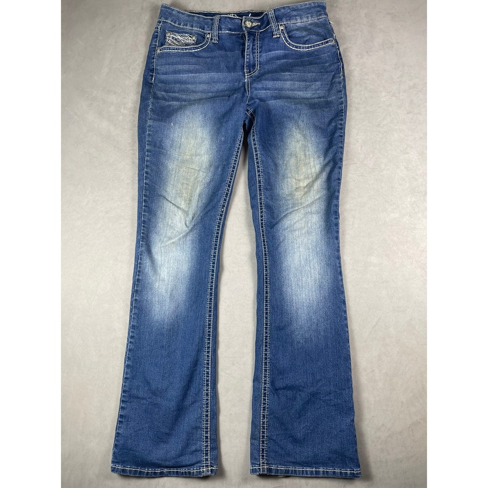 ND Weekend Womens Size 12 Medium Wash‎ Embroidered Wing Bootcut Jeans Stretch